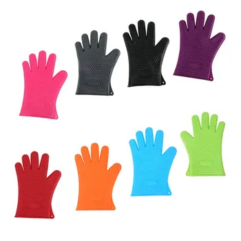 

BBQ Silicone Oven Mitt Non-slip Oven Gloves Heat Resistant Gloves Full Finger Hand Wrist Protection 1 pc