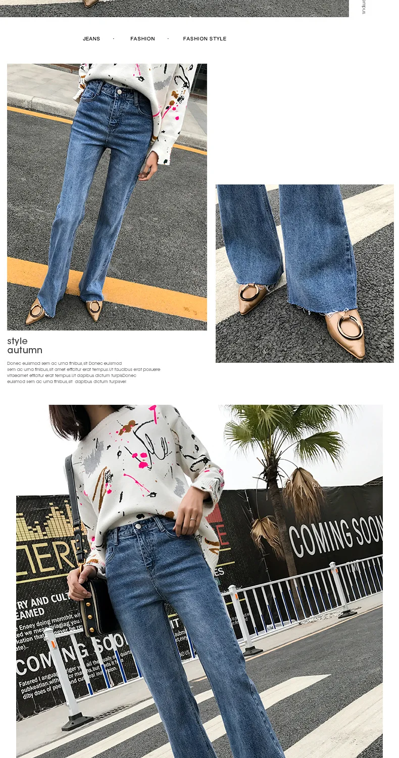 Ковбойские брюки с высокой талией, женские,, Ранняя осень, стиль, Ulzzang Boot-Cut, широкие, длина до пола, брюки, CHIC Kore