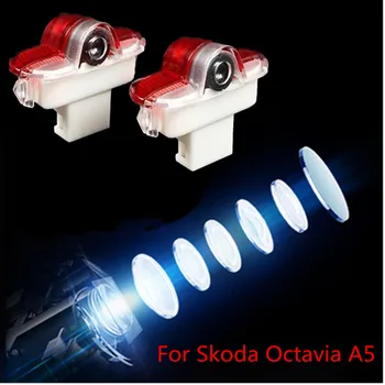 

LED Car Logo Door Decorative Lights For Skoda Octavia A5 2005 2008 2009 2010 2012 2013 Ghost Shado projector lamp car Styling