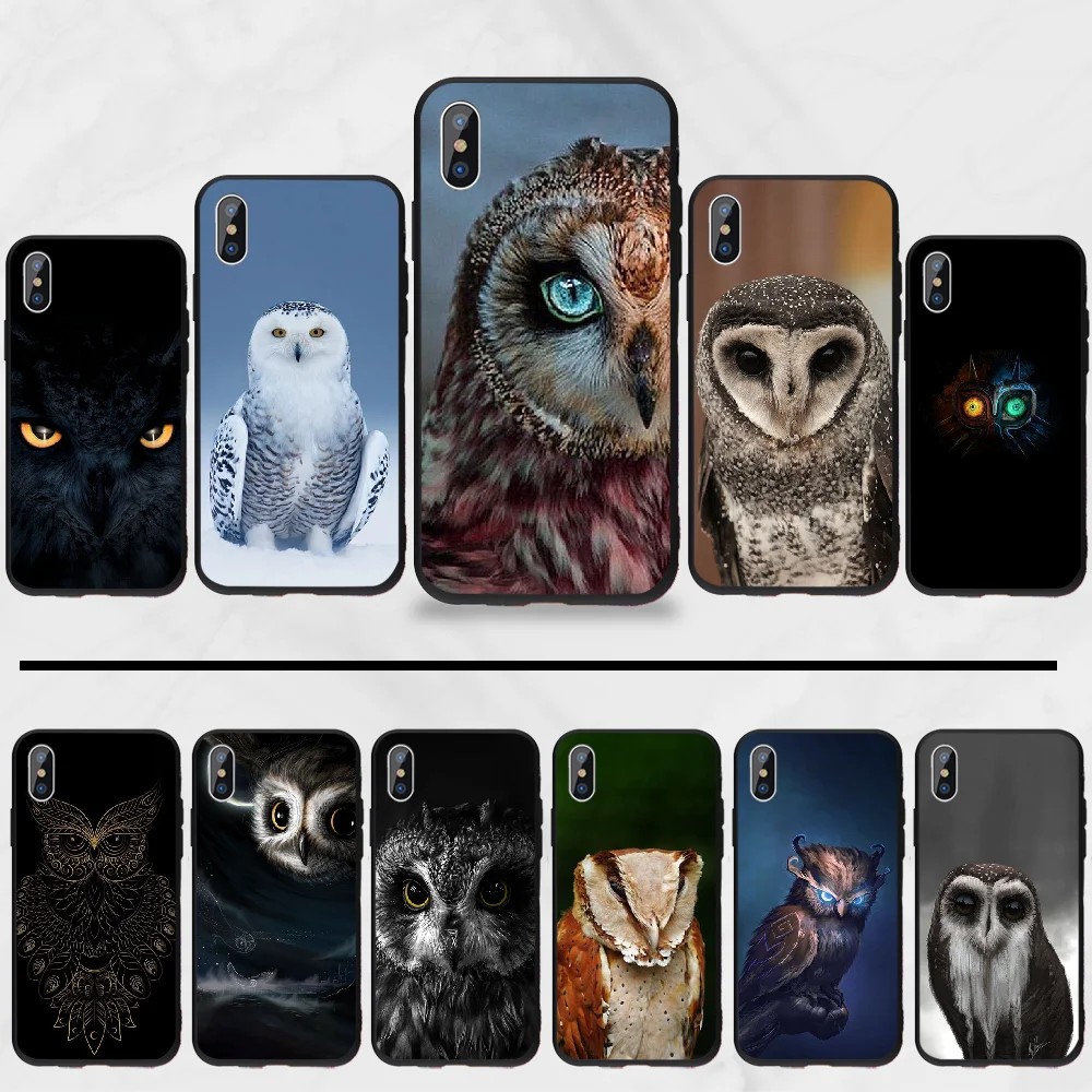 Сова мягкий черный чехол для телефона iphone 5 5S 5c se 6 6s 7 8 plus x xs xr 11 pro max | Мобильные