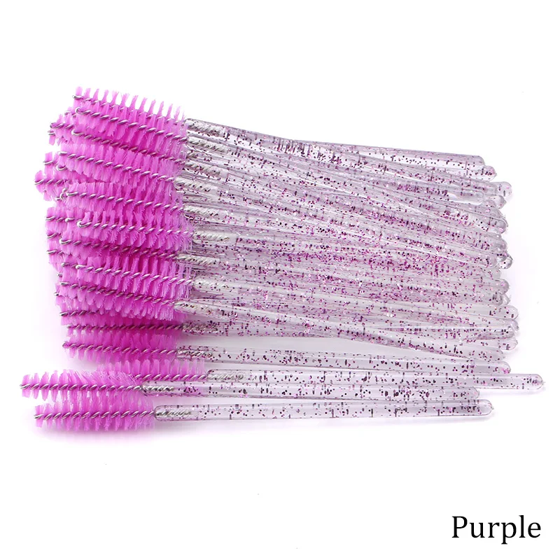 A-Purple 50 шт. одноразовый кристалл ресницы кисти Прививка ресниц завивка гребень тушь палочки Аппликатор Красота Макияж Кисти - Handle Color: A-Purple