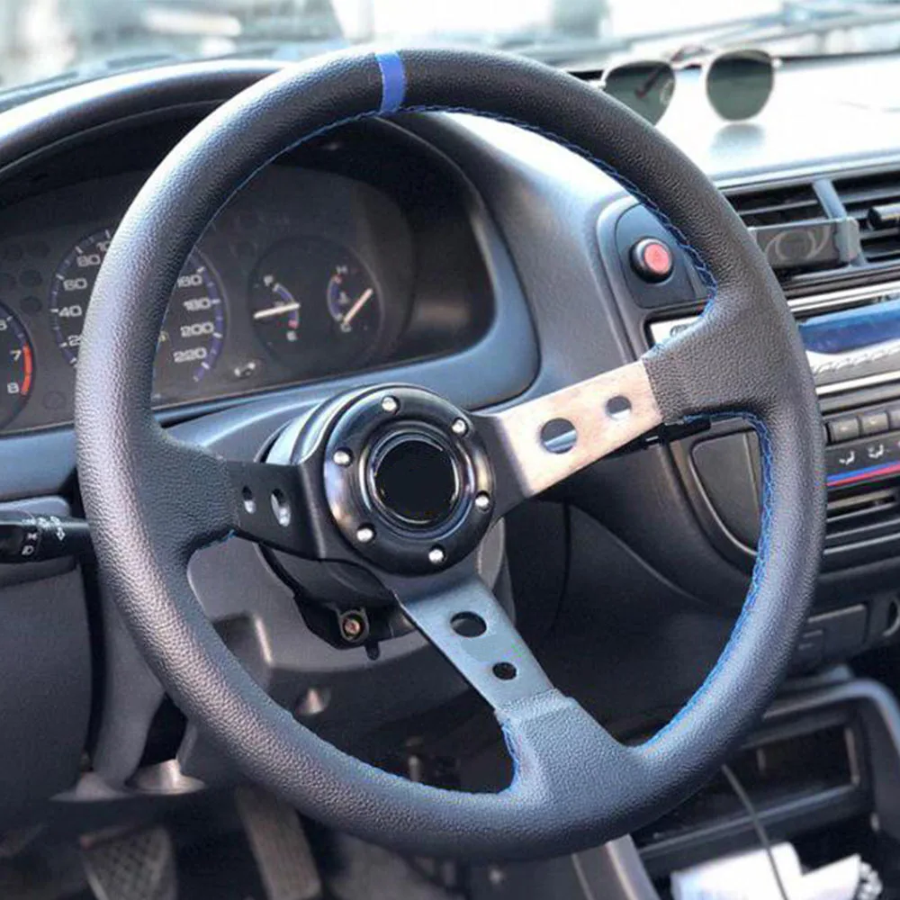 Universal 350MM Leather Steering Wheel Suede Steering Wheel Drift racing type High quality PU/Suede/PVC Style Universal 350MM Leather Steering Wheel Suede Steering Wheel Drift racing type High quality PU/Suede/PVC Style