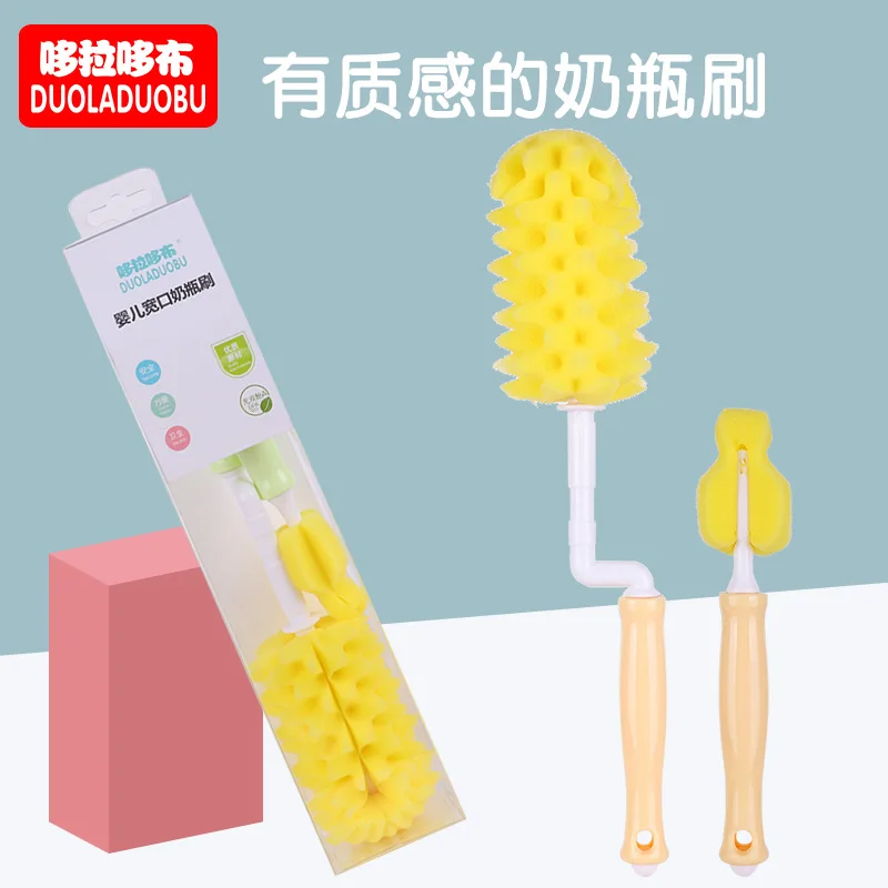 

Duo la duo bu Upgraded Infant Wide Mouth Glass Plastic Bottle Brush 360-Degree Rotating Sponge Cleaning Brush