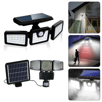 

Outdoor 70/188 LED Solar Light Motion Sensor Light Three Heads Rotatable Solar Induction Lamp IP65 Waterproof Wall Security Lamp