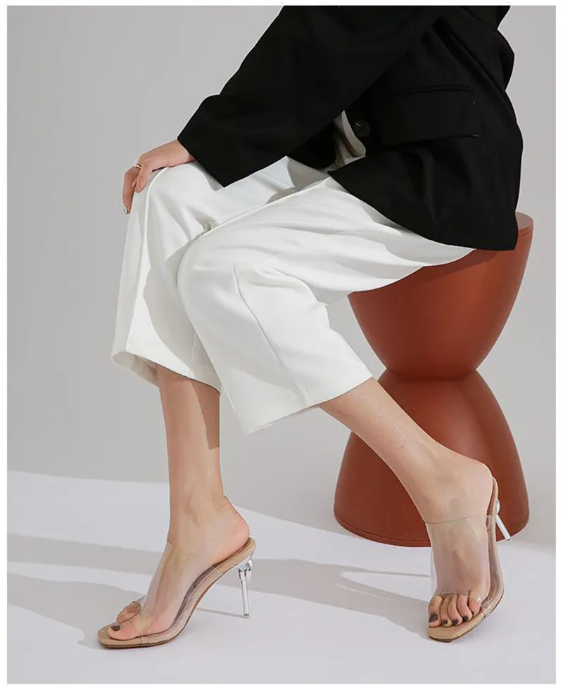 Crystal Transparent Women Slippers Peep Toe High-Heeled Slides Thin Small Heel Clear Shoes Woman Sexy Pointed Toe Summer Sandals (8)