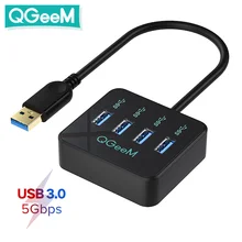 QGeeM USB Hub 3.0 Adapter USB Splitter for Xiaomi Notebook Macbook Pro 2015 iMac 4 Ports USB 3.0 Hub for PC Computer Accessories