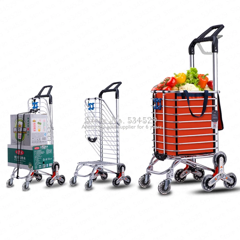 30%B Shopping cart climb stairs hand cart home trailer folding trolley car pull goods shopping cart portable small cart