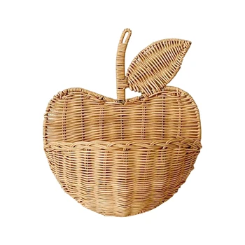 

Storage Organizer Home Decor Picnic Eco-friendly Clothing Hand Woven Shape Hanging Rattan Basket Cute Wicker Flower Kids