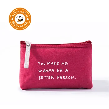

BONAMIE Functional Canvas Fabric Makeup Storage Bag For Key Mobile Phone Letter Cloth Zipper Clutch Female Girl Cosmetic Bag New