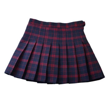 

2020 New Summer Skirt Women Harajuku Plaid Pleated Skirt Loose Button Zipper Mini Skirt Student Skirt Female A-line Skirt Cotton