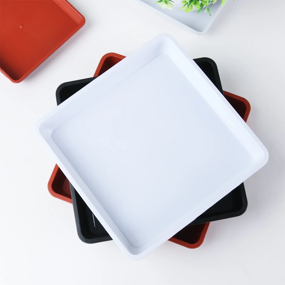Lot De 3 Soucoupes Pour Plantes Carrées - 18,5 X 18,5 Cm (7 Pouces) - Plastique Robuste Blanc/gris/noir - Pour Pots Intérieur/extérieur
