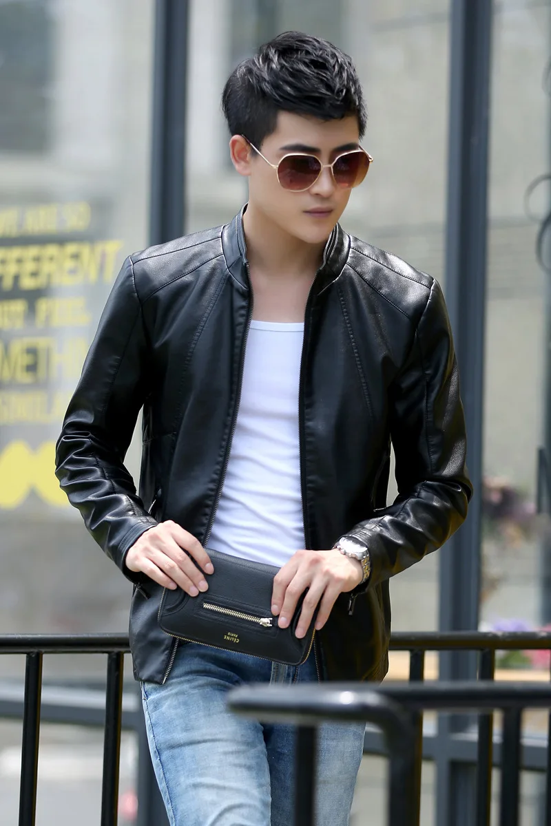 

Мужские Куртки из искусственной овечьей кожи, с воротником-стойкой