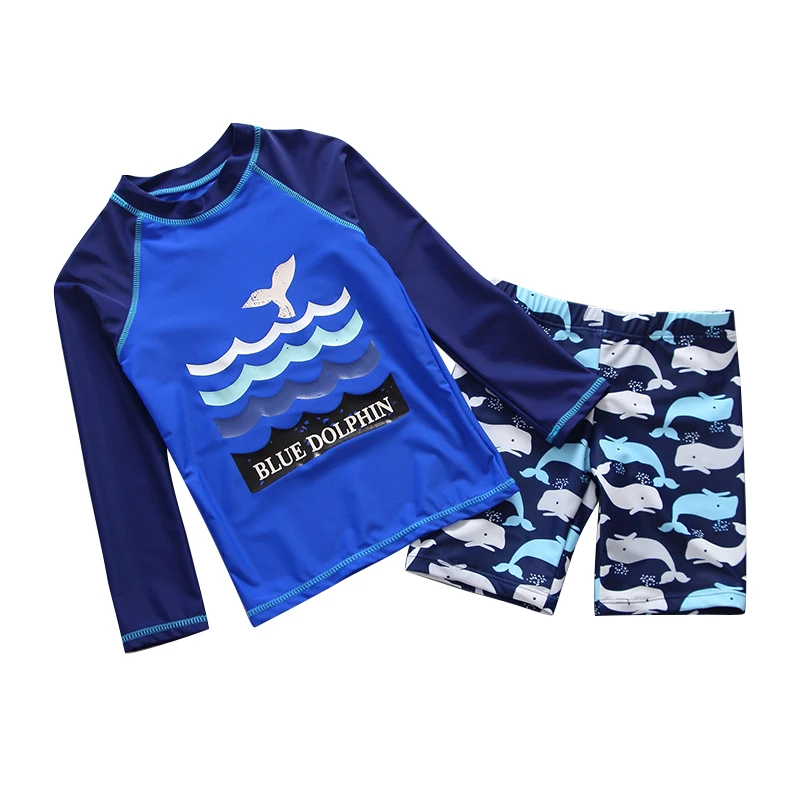 Rash Guard Children Two Pieces Long Sleeves Surf Suit Children's Swimwear Sun UV Protection Toddler Boy Swimsuit Bathing Clothes