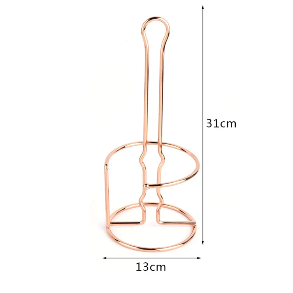 Tissue Hanging Decorative Paper Holder Bathroom Napkins Rack Freestanding Kitchen Double Layer Iron Art With Handle Rose Gold