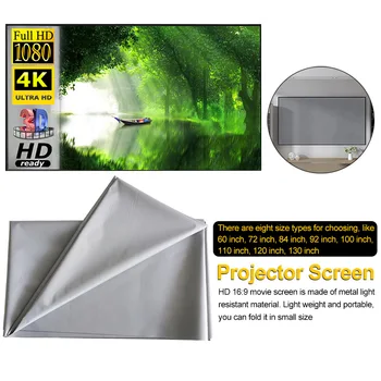 

16:9 HD Light Resistant Projection Screen Indoor Outdoor Movies Games Office Business Accessories Portable Foldable Clear Image