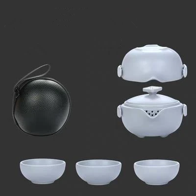 Light Gray Китайский керамический чайный кунг-фу чай, гайвань с 3 чашками, чайный набор, портативная посуда для путешествий, чайная посуда, чайная чашка, чайный чайник для дома и офиса - Цвет: Light Gray
