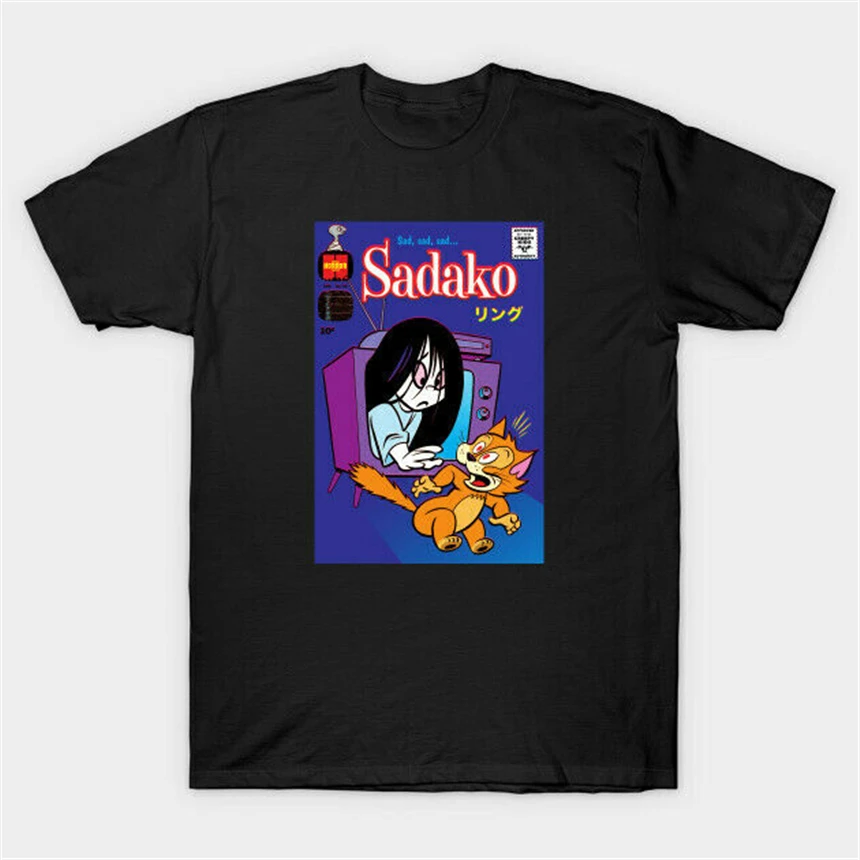 Sad Sadako Samara кольцо забавная черная футболка на Хэллоуин Classic Классическая