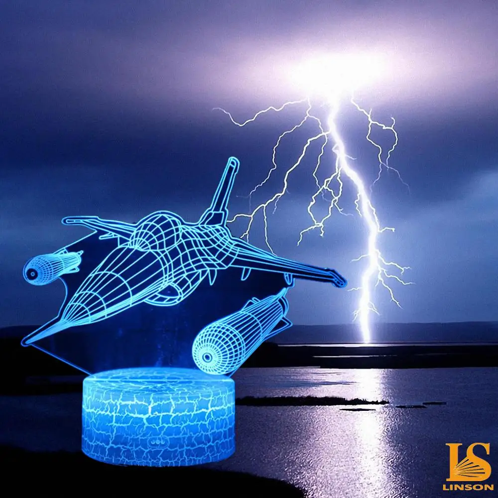Remote Control Air Plane 3D Light LED Table Lamp Illusion Night 7 Colors Changing Mood AAA Battery Powered USB | Лампы и освещение