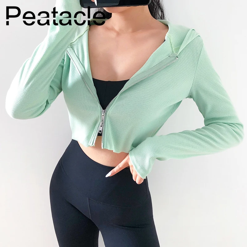 

Peatacle Yoga Tops Women Long Sleeve Zipper Gym Sports Fitness Running Shirts Sexy Workout Active Wear Quick Dry 2020