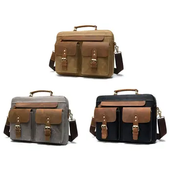 

THINKTHENDO Men Vintage Shoulder Messenger Bag Canvas Satchel School Crossbody Bags