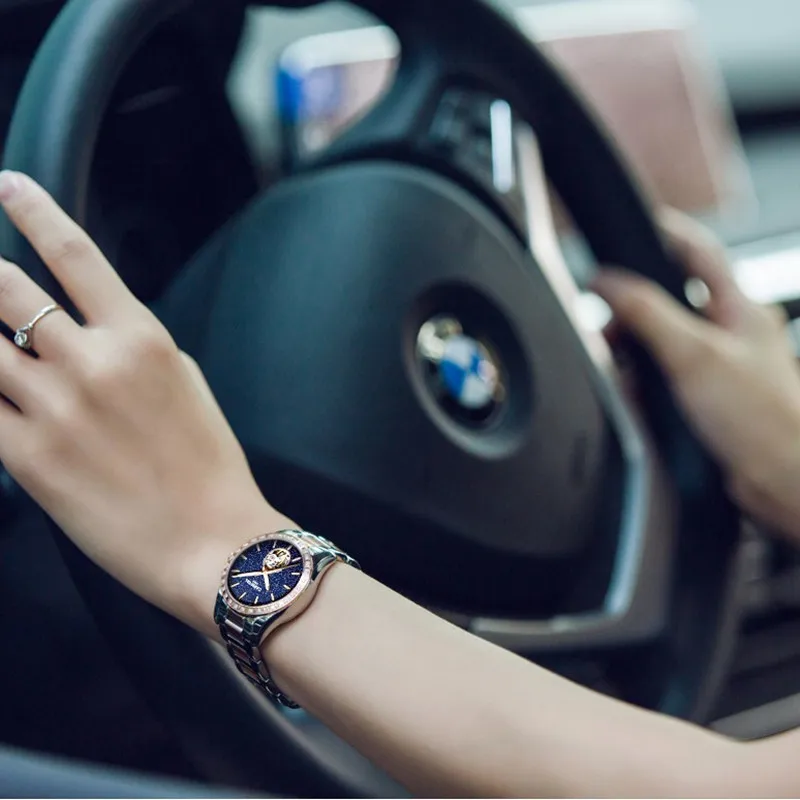 CARNIVAL Brand Mechanical Watches for Women Ladies Luxury Rose Gold Silver Automatic Wrist Watch Waterproof Luminous Reloj Mujer