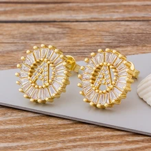 Модные серьги с 26 буквами, индивидуальный подарок для женщин, милый Алфавит AAA кубический цирконий, золотые серьги-гвоздики, ювелирные изделия