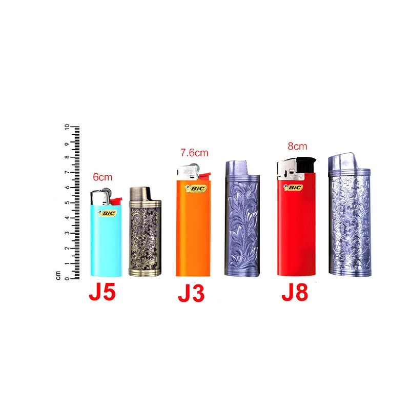 Металлическая броня, газовая зажигалка, корпус, Арабеска, полый, резьба, J3/J5/J8, чехол для зажигалки, общий пластиковый защитный чехол для зажигалки