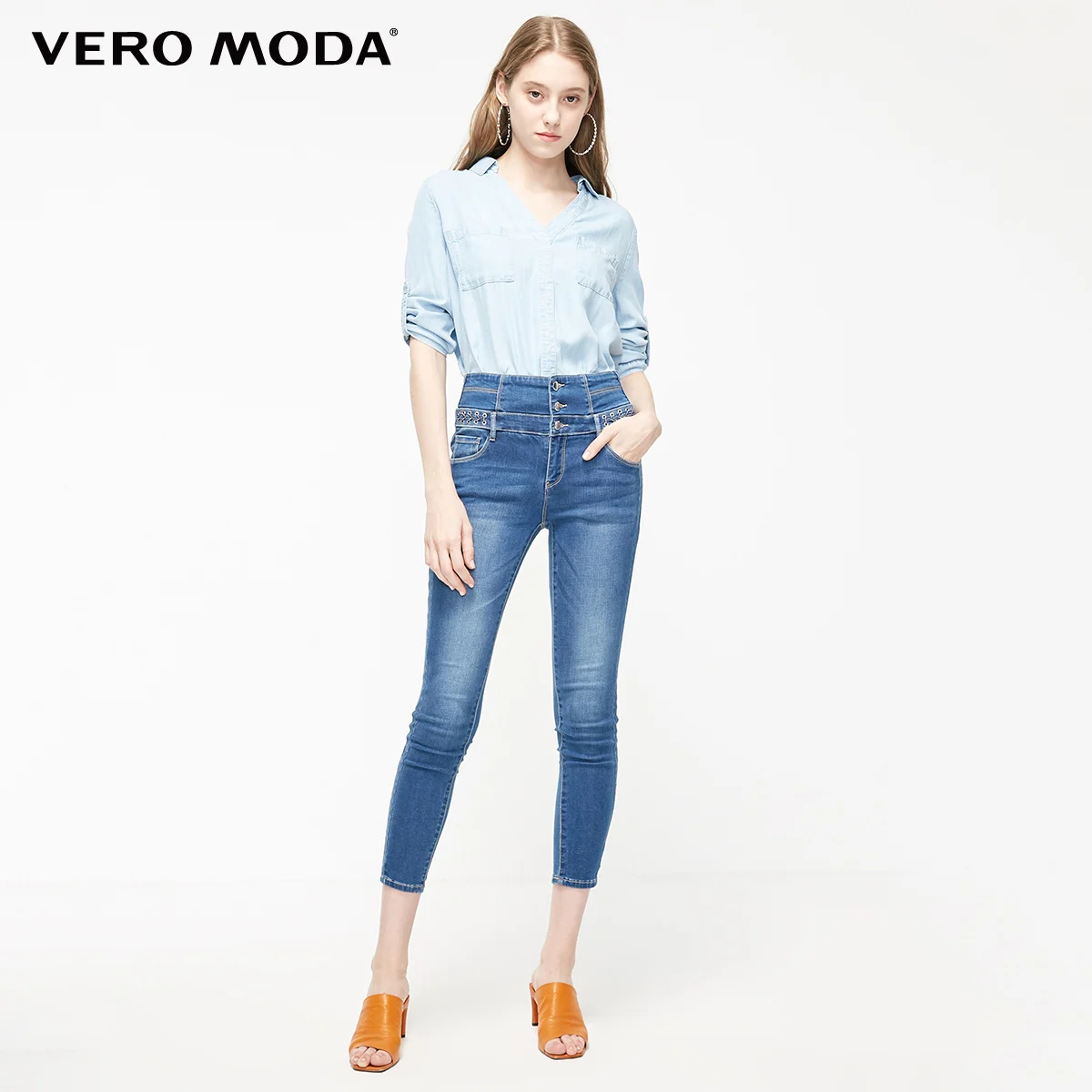  Vero Moda Women's OL Style Loose Fit Denim Blouse Shirt  319153505