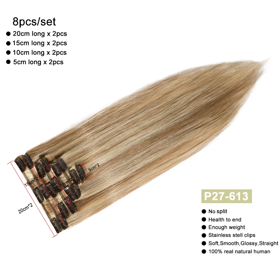 S-noilite 50-80g extensões de cabelo natural cabelo humano fino em linha reta hairpiece 10 