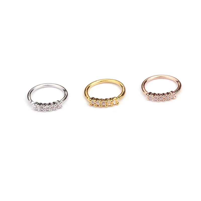 Fashion Nose Piercing Body Jewelry Cz Nose Hoop Nostril Ring Tiny Flower Helix Cartilage Tragus Ring 1Pc 20gx8mm