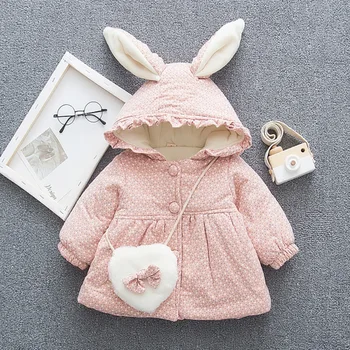 

Baby Girls Ruffle Hooded Coat Cute Cartoon Thicken Fleece Warm Jacket Kids Outerwear Princess Coat For Kid