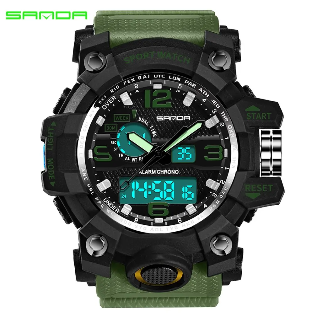 Sanda 742 Watch 30m Waterproof Military Shock Quartz Wristwatch Luminous Analog Digital Fashion Outdoor Sport Watch for Men