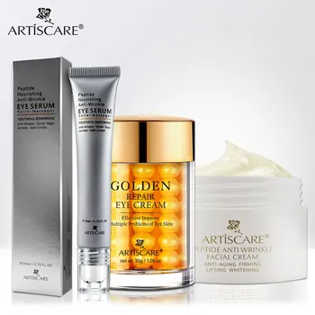 

ARTISCARE Peptide Anti Wrinkle Facial Cream + Eye Serum Roller Massager + Golden Eye Cream Remover Dark Circles Eye Care Essence