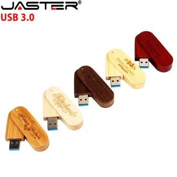 

JASTER USB 3.0 LOGO Customized rotatable Wooden USB Flash Drive Pendrive Memory Stick pen drive 4GB 8GB 16GB 32GB usb creativo