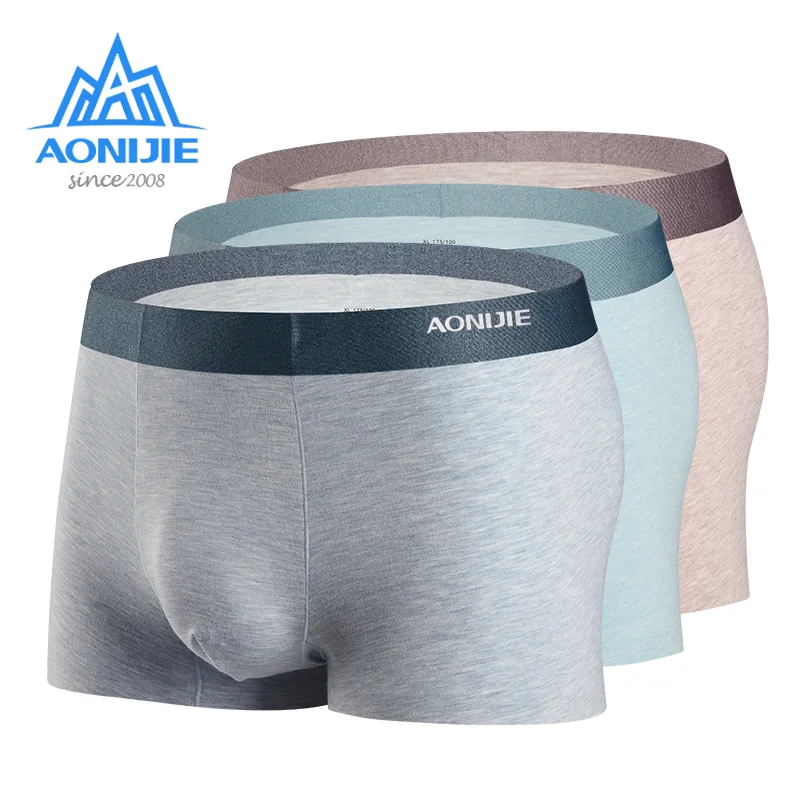 

AONIJIE 3 Packs/Box Quick Dry Men's Sport Performance Boxer Briefs Underwear Micro Modal Mulberry Silk With Metal Gift Box EF005