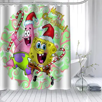 

New Arrival Spongebob Shower Curtain Polyester Fabric High Defintion Print Bathroom Curtain Waterproof 12 Hook Bath Curtain