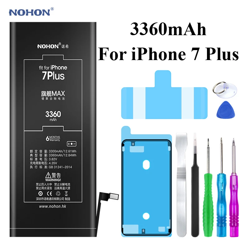 Nohon Аккумулятор для Apple 7 8 Plus 5s 5c 7Plus 7P 8P iPhone7 iPhone5s iPhone7P iPhone8P iPhone8 1700~3360mAh сменный литий-полимерный батарея+ бесплатный инструмент For iPhone 7 8 Plus 5s 5c Мобильный телефон батарея