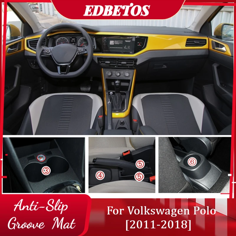 Polo GTI R 2011 2012 2013 2014 2015 2016 Anti-Slip Door Groove Mat For Volkswagen V W Polo GTI R Gate Slot Coaster Mat Carpet