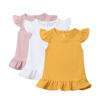 

Baby Dresses Girl Summer Toddler Baby Girl Dress Fly Sleeve Solid Dress Clothes Kids Dresses For Girls Sundress Ruffle Clothes