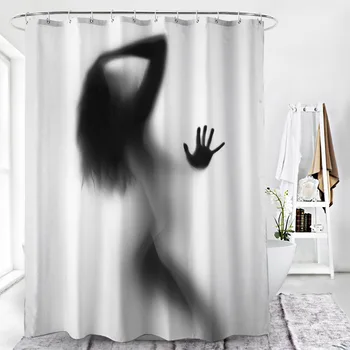 

3D Printed Shower Curtain Personality Woman Pattern Waterproof Polyester Material Easy To Disassemble and Move Shower Curtains