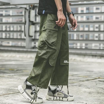 

Straight Cargo Pants Men 95% Cotton Loose Fashion Streetwear 2020 Fall Spring Hip Hop Trouser Men Hiphop
