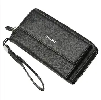 

2019 New Brand Solid Men Zipper Multi Function Card holder Leather Wallet Long Design Quality Wallet