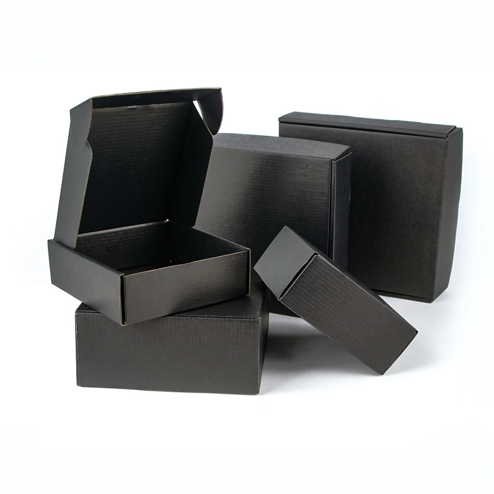 Black Clothing Packaging Boxes Black Shipping Boxes Logo 5pcs 10pcs