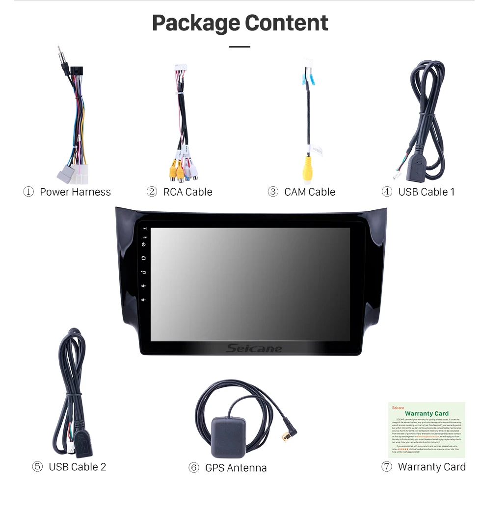 Excellent Seicane Android 8.1 2Din GPS Multimedia Player Head Unit 10.1 Inch For NISSAN SYLPHY 2012-2016 Car Radio Support Backup camera 15