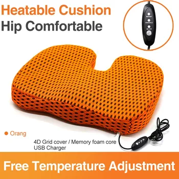 

1 PC Seat Cushion+1 PC USB Heat Seat Cushion Coccyx Memory Foam Slow Elastic Home Office Pain Relief ортопедическая подушка@35
