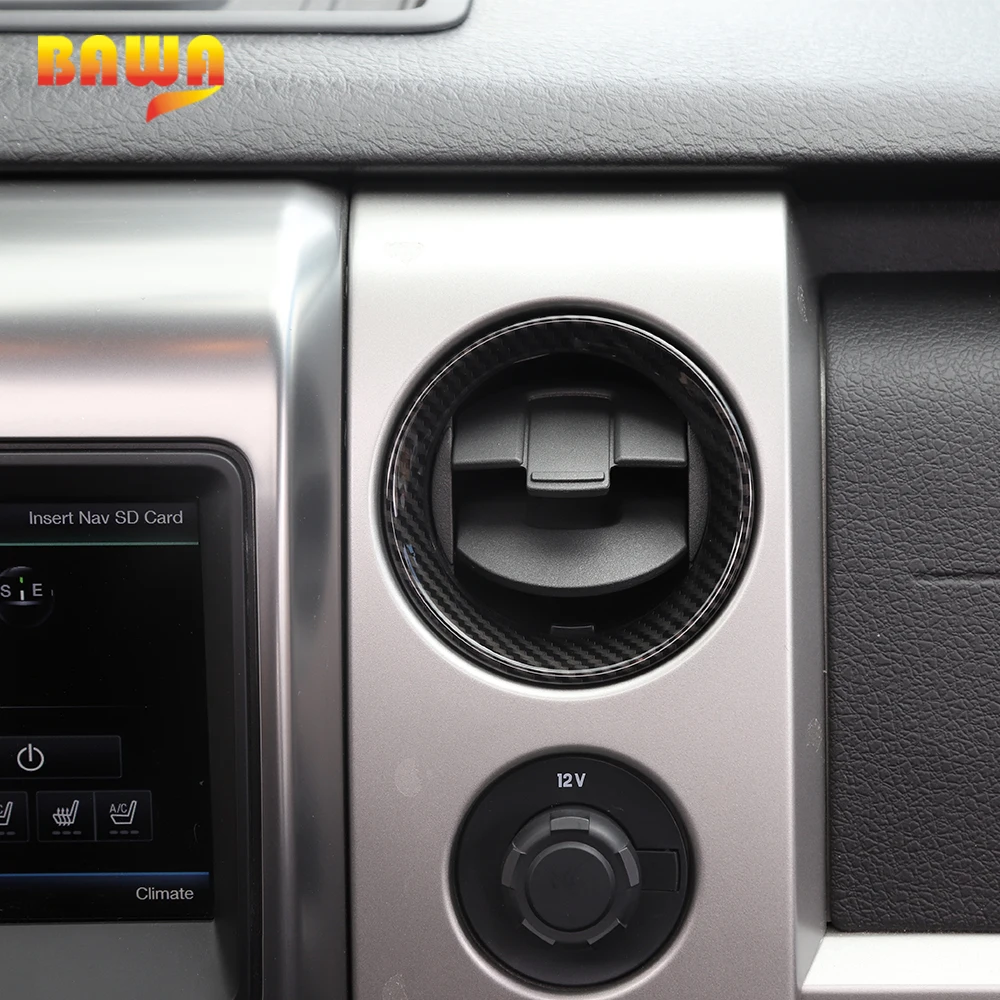 BAWA Автомобильная Наклейка для Ford Raptor F150 2009- углеродное волокно Кондиционер Вентиляционный Выход рамка Крышка Аксессуары для F150 Raptor