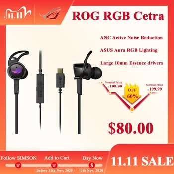 

ASUS ROG RGB Cetra In-Ear 7.1 Channel USB Type-C Gaming ANC Active Noise Reduction