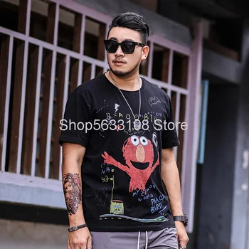 

Short Sleeve T1078 Big Size Men's Wear T Shirt Plus Plus Fat Smile Octopus Printing Fat Man T-shirt