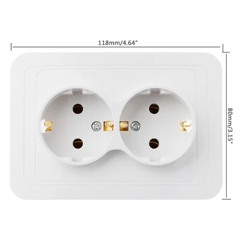 

220V/16A 118x80mm EU Double Ground Socket Household Industrial Power Outlet R9JC