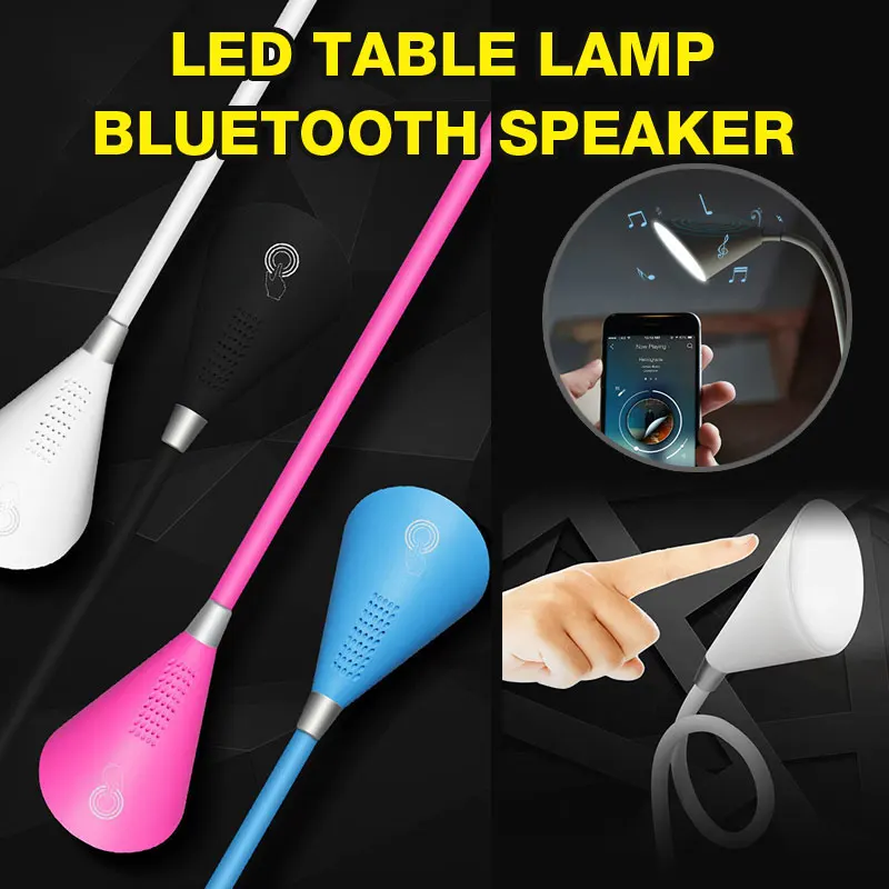 

Wireless Bluetooth Speaker USB Book Lamp Music Stand Reading Light Flexible Adjustable Portable LED Booklight Study Multicolor